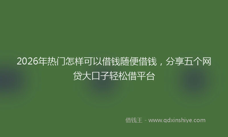 2026年热门怎样可以借钱随便借钱，分享五个网贷大口子轻松借平台