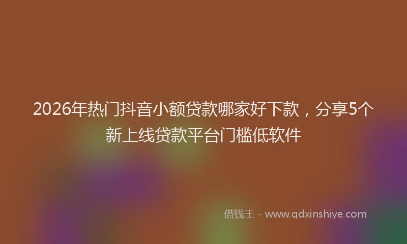 2026年热门抖音小额贷款哪家好下款，分享5个新上线贷款平台门槛低软件