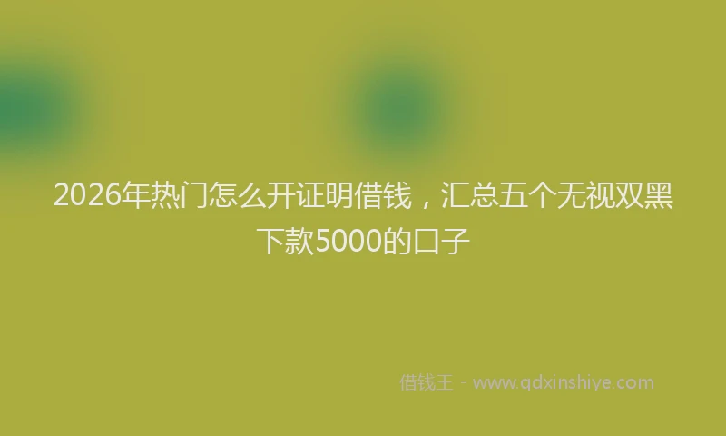 2026年热门怎么开证明借钱，汇总五个无视双黑下款5000的口子