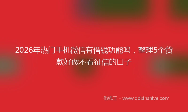 2026年热门手机微信有借钱功能吗,整理5个贷款好做不看征信的口子
