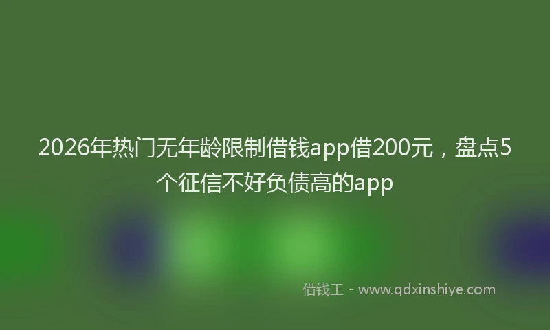 2026年热门无年龄限制借钱app借200元，盘点5个征信不好负债高的app