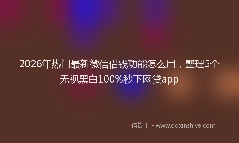 2026年热门最新微信借钱功能怎么用,整理5个无视黑白100%秒下网贷app