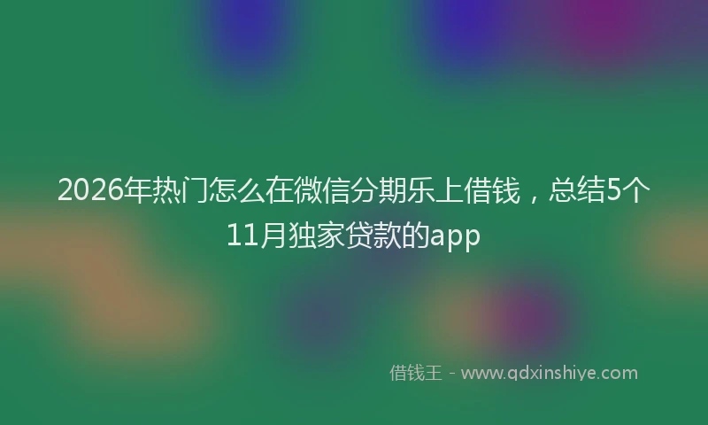 2026年热门怎么在微信分期乐上借钱，总结5个11月独家贷款的app
