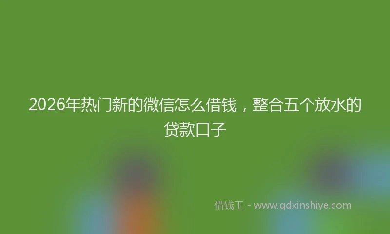 2026年热门新的微信怎么借钱，整合五个放水的贷款口子
