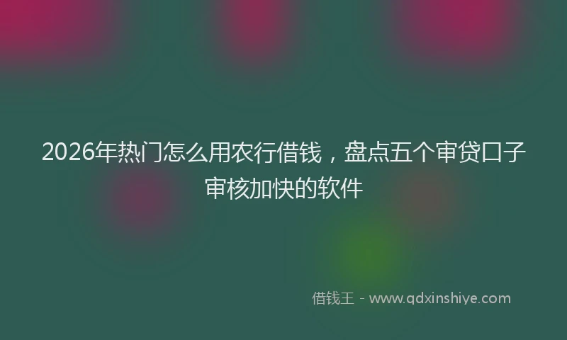 2026年热门怎么用农行借钱，盘点五个审贷口子审核加快的软件