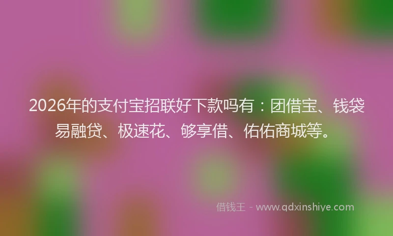 2026年的支付宝招联好下款吗有：团借宝、钱袋易融贷、极速花、够享借、佑佑商城等。
