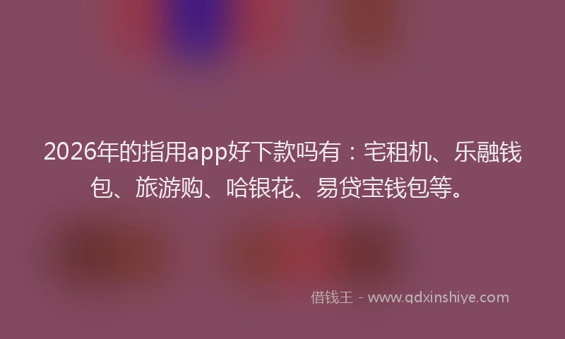 2026年的指用app好下款吗有：宅租机、乐融钱包、旅游购、哈银花、易贷宝钱包等。