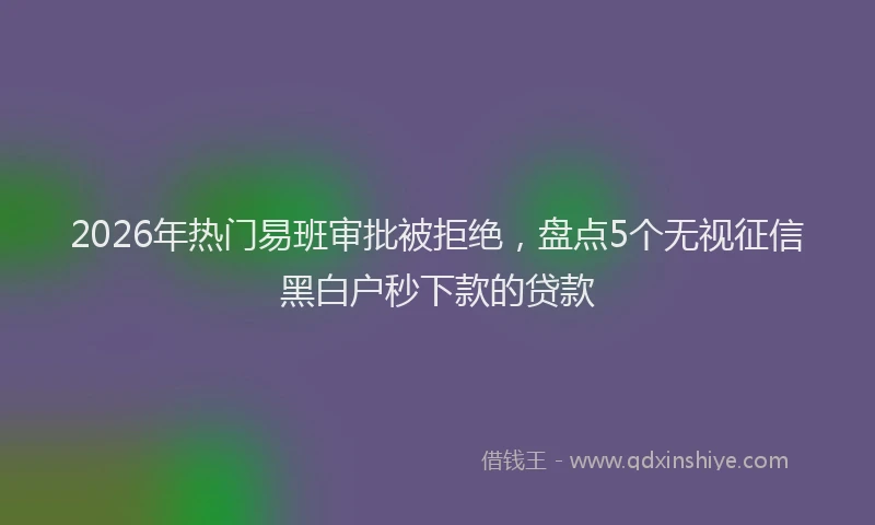 2026年热门易班审批被拒绝，盘点5个无视征信黑白户秒下款的贷款
