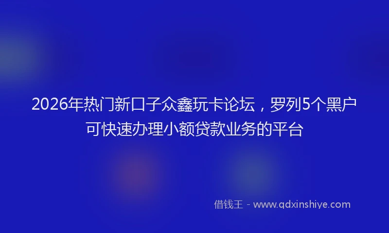 2026年热门新口子众鑫玩卡论坛，罗列5个黑户可快速办理小额贷款业务的平台