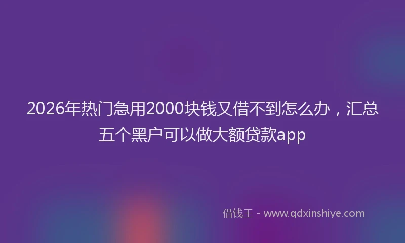 2026年热门急用2000块钱又借不到怎么办，汇总五个黑户可以做大额贷款app