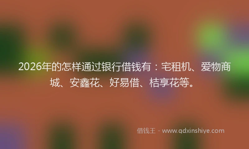 2026年的怎样通过银行借钱有：宅租机、爱物商城、安鑫花、好易借、桔享花等。
