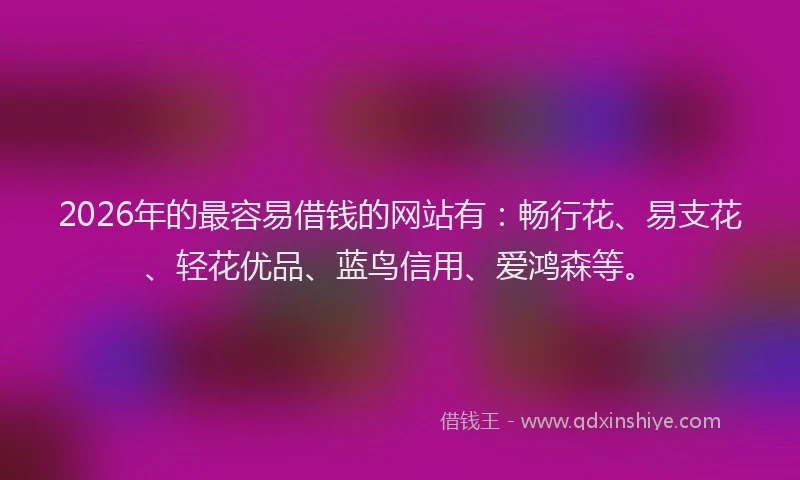 2026年的最容易借钱的网站有:畅行花、易支花、轻花优品、蓝鸟信用、爱鸿森等。