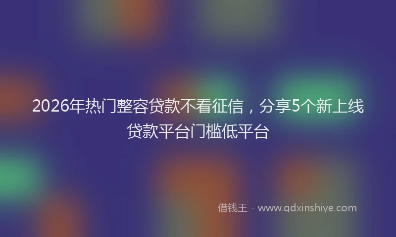 2026年热门整容贷款不看征信，分享5个新上线贷款平台门槛低平台