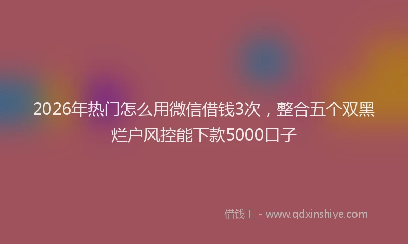 2026年热门怎么用微信借钱3次，整合五个双黑烂户风控能下款5000口子