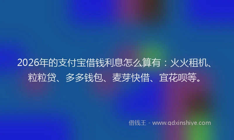 2026年的支付宝借钱利息怎么算有：火火租机、粒粒贷、多多钱包、麦芽快借、宜花呗等。