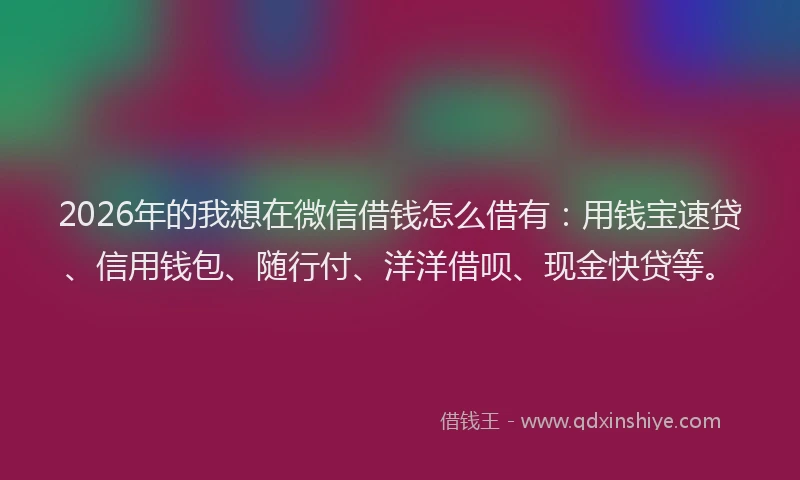 2026年的我想在微信借钱怎么借有:用钱宝速贷、信用钱包、随行付、洋洋借呗、现金快贷等。