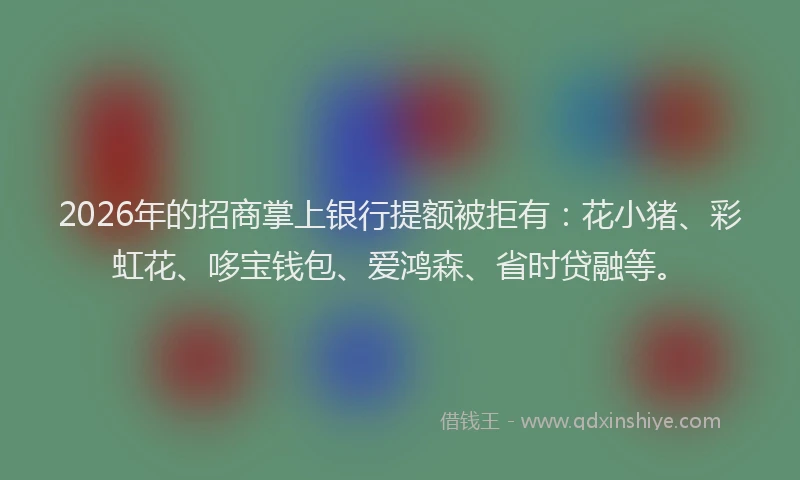 2026年的招商掌上银行提额被拒有:花小猪、彩虹花、哆宝钱包、爱鸿森、省时贷融等。