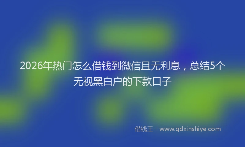 2026年热门怎么借钱到微信且无利息，总结5个无视黑白户的下款口子