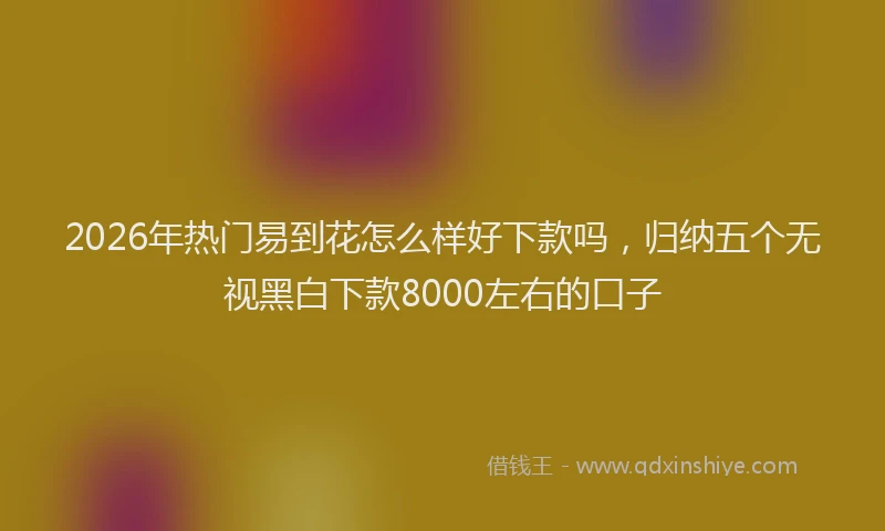 2026年热门易到花怎么样好下款吗，归纳五个无视黑白下款8000左右的口子