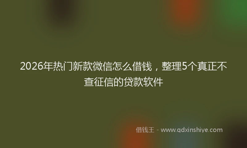 2026年热门新款微信怎么借钱，整理5个真正不查征信的贷款软件