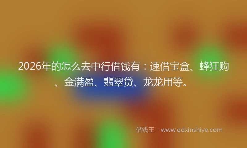 2026年的怎么去中行借钱有：速借宝盒、蜂狂购、金满盈、翡翠贷、龙龙用等。