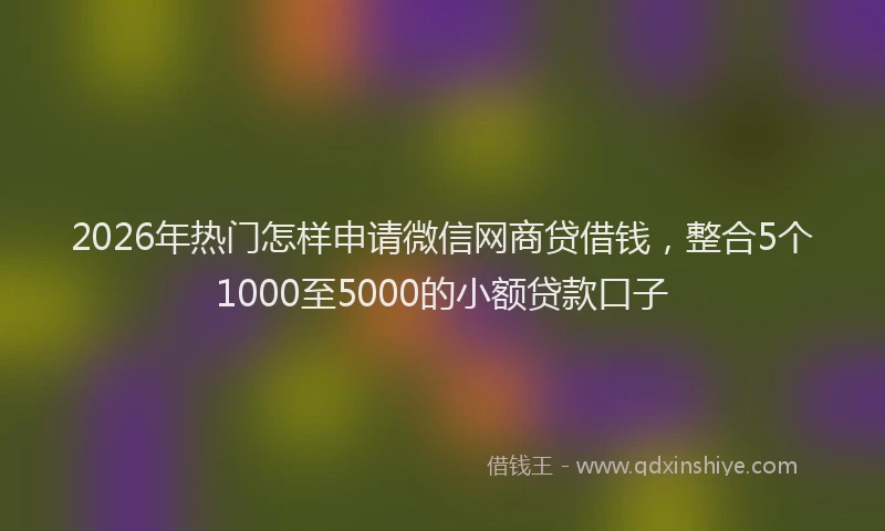 2026年热门怎样申请微信网商贷借钱，整合5个1000至5000的小额贷款口子