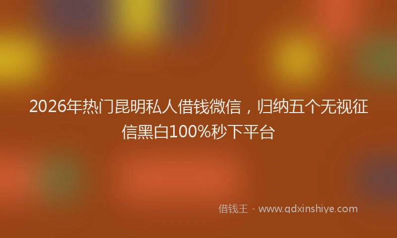 2026年热门昆明私人借钱微信，归纳五个无视征信黑白100%秒下平台