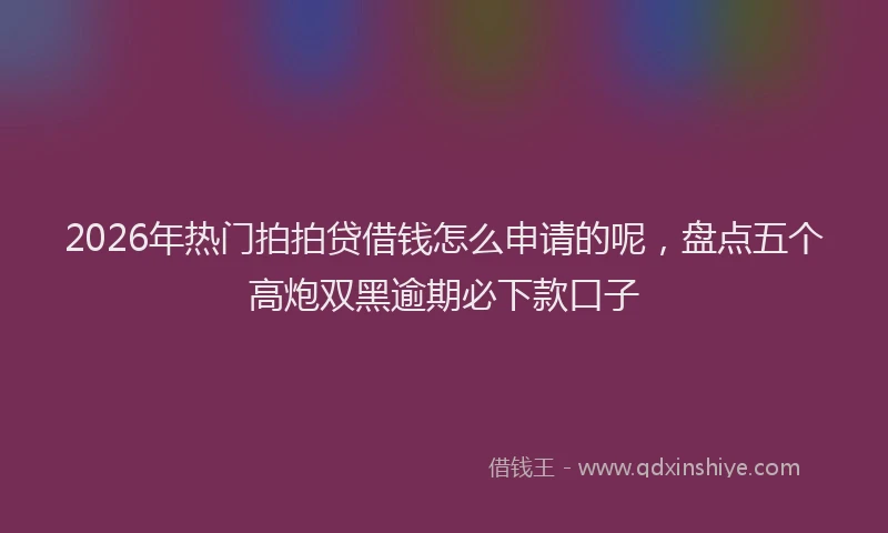 2026年热门拍拍贷借钱怎么申请的呢，盘点五个高炮双黑逾期必下款口子