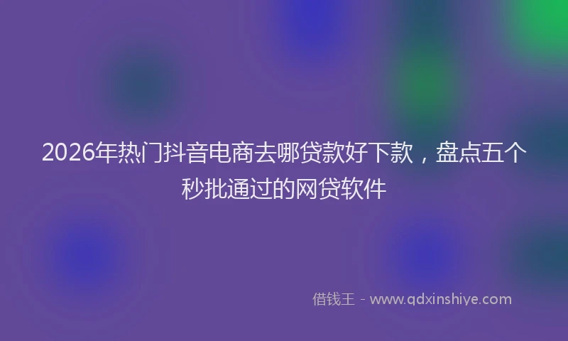 2026年热门抖音电商去哪贷款好下款，盘点五个秒批通过的网贷软件