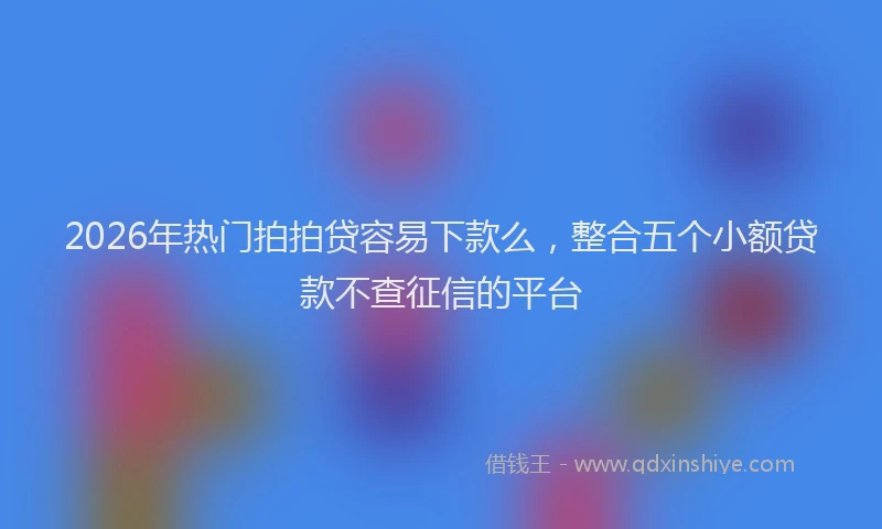 2026年热门拍拍贷容易下款么，整合五个小额贷款不查征信的平台