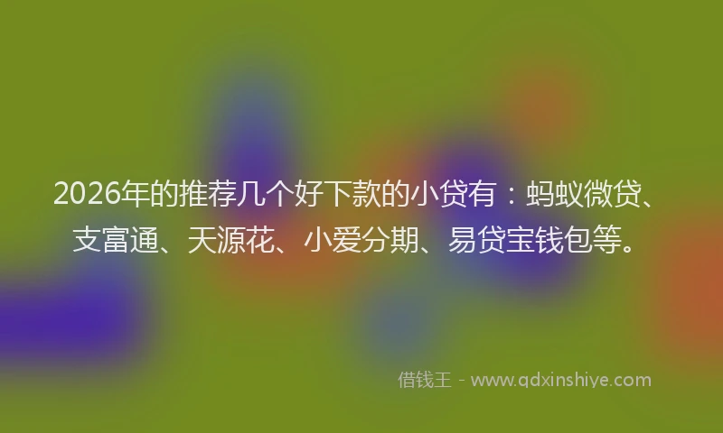 2026年的推荐几个好下款的小贷有：蚂蚁微贷、支富通、天源花、小爱分期、易贷宝钱包等。