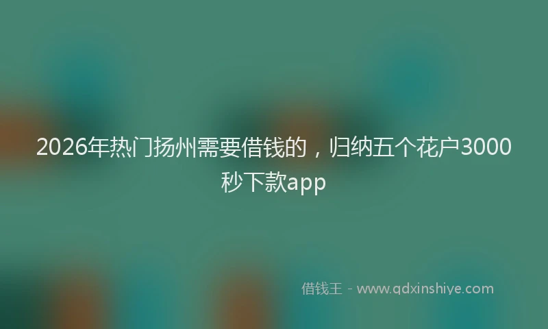 2026年热门扬州需要借钱的，归纳五个花户3000秒下款app