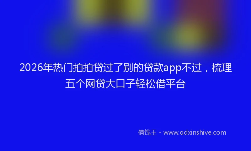 2026年热门拍拍贷过了别的贷款app不过，梳理五个网贷大口子轻松借平台