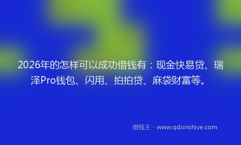 2026年的怎样可以成功借钱有：现金快易贷、瑞泽Pro钱包、闪用、拍拍贷、麻袋财富等。