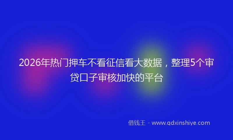 2026年热门押车不看征信看大数据，整理5个审贷口子审核加快的平台
