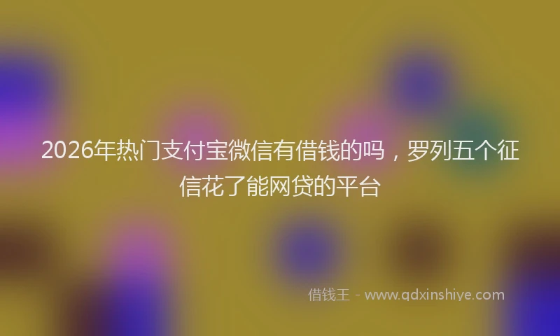 2026年热门支付宝微信有借钱的吗，罗列五个征信花了能网贷的平台