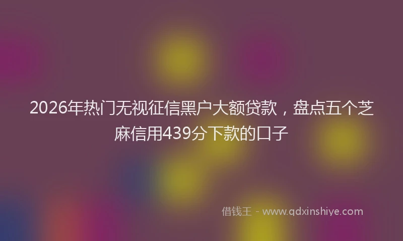 2026年热门无视征信黑户大额贷款，盘点五个芝麻信用439分下款的口子