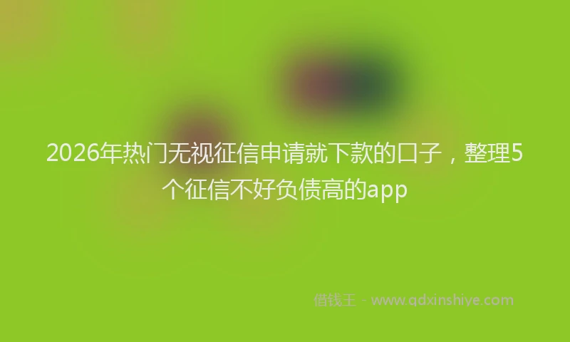 2026年热门无视征信申请就下款的口子，整理5个征信不好负债高的app