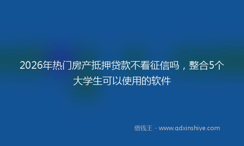 2026年热门房产抵押贷款不看征信吗，整合5个大学生可以使用的软件