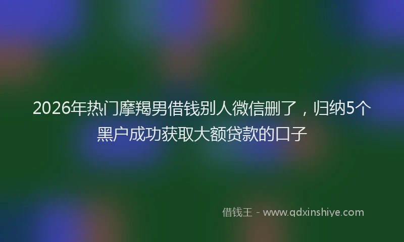 2026年热门摩羯男借钱别人微信删了，归纳5个黑户成功获取大额贷款的口子