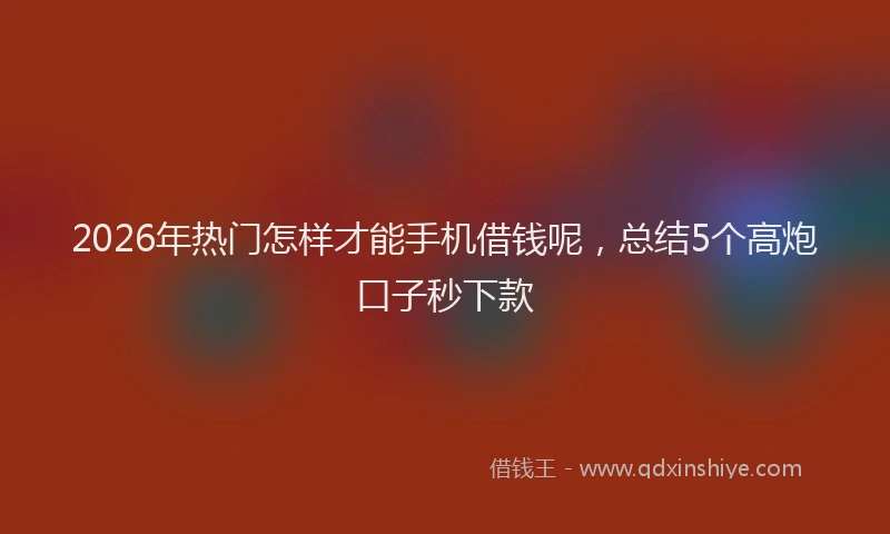 2026年热门怎样才能手机借钱呢，总结5个高炮口子秒下款