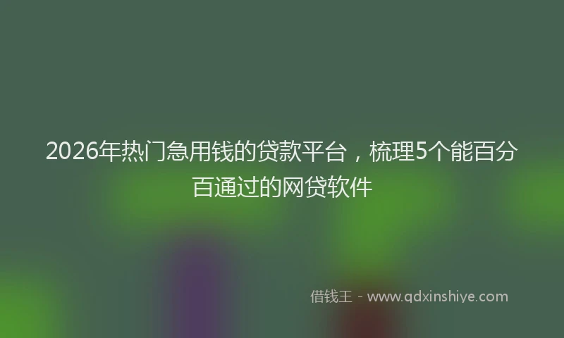 2026年热门急用钱的贷款平台,梳理5个能百分百通过的网贷软件