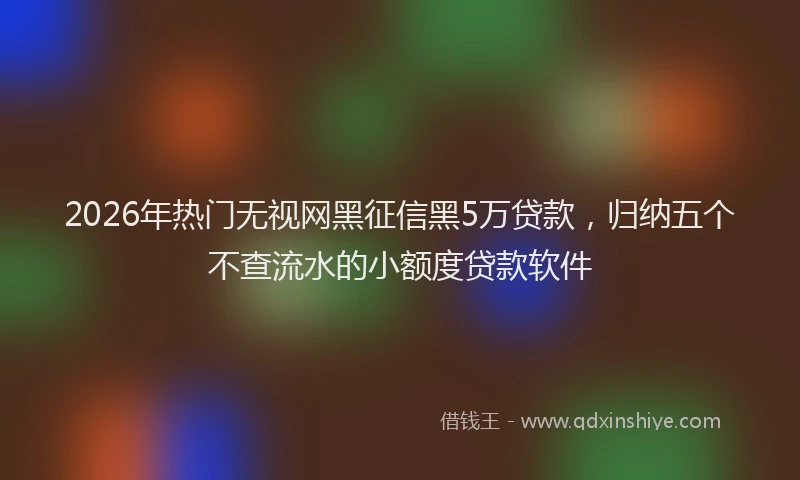 2026年热门无视网黑征信黑5万贷款，归纳五个不查流水的小额度贷款软件