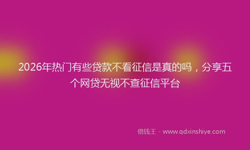 2026年热门有些贷款不看征信是真的吗，分享五个网贷无视不查征信平台