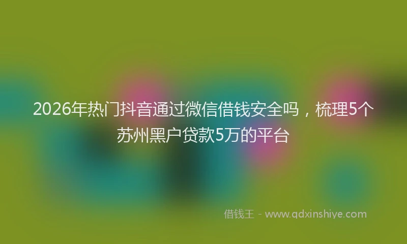 2026年热门抖音通过微信借钱安全吗，梳理5个苏州黑户贷款5万的平台