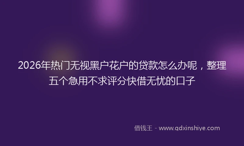 2026年热门无视黑户花户的贷款怎么办呢，整理五个急用不求评分快借无忧的口子