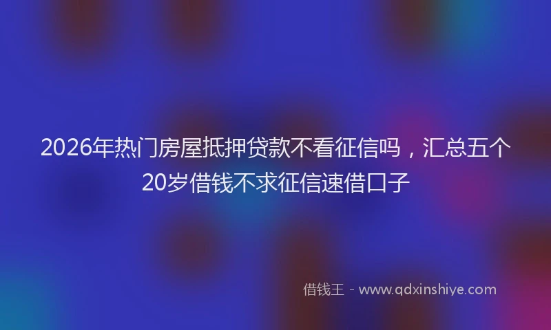 2026年热门房屋抵押贷款不看征信吗，汇总五个20岁借钱不求征信速借口子