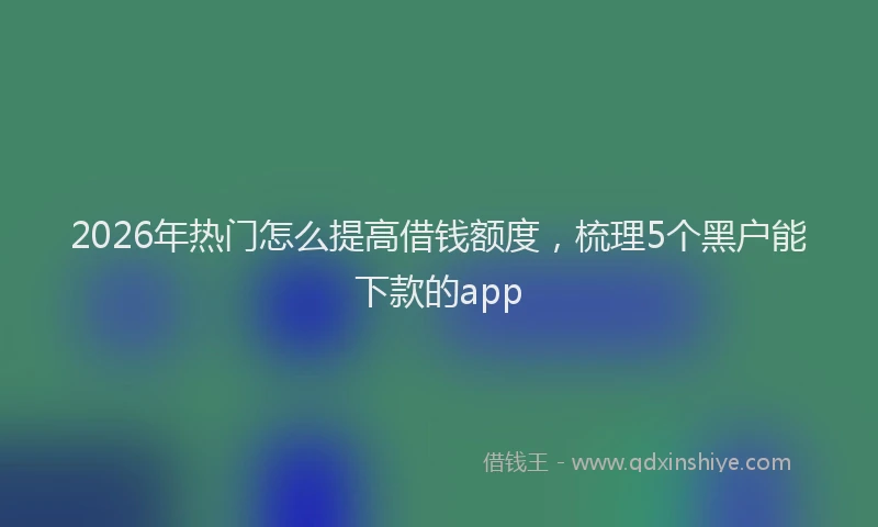 2026年热门怎么提高借钱额度，梳理5个黑户能下款的app