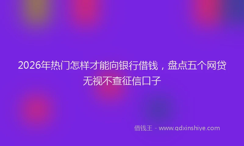 2026年热门怎样才能向银行借钱，盘点五个网贷无视不查征信口子