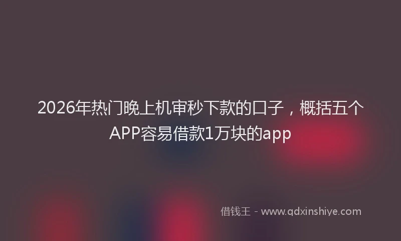 2026年热门晚上机审秒下款的口子,概括五个APP容易借款1万块的app